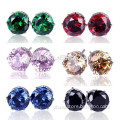 Zircon earring stud 8mm girls colorful stone earring handmade piercing earring wholesale(EA80736)